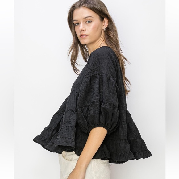 39 BEAUTIFUL SHORT SLEEVE BABYDOLL BLOUSE - Picture 3 of 5